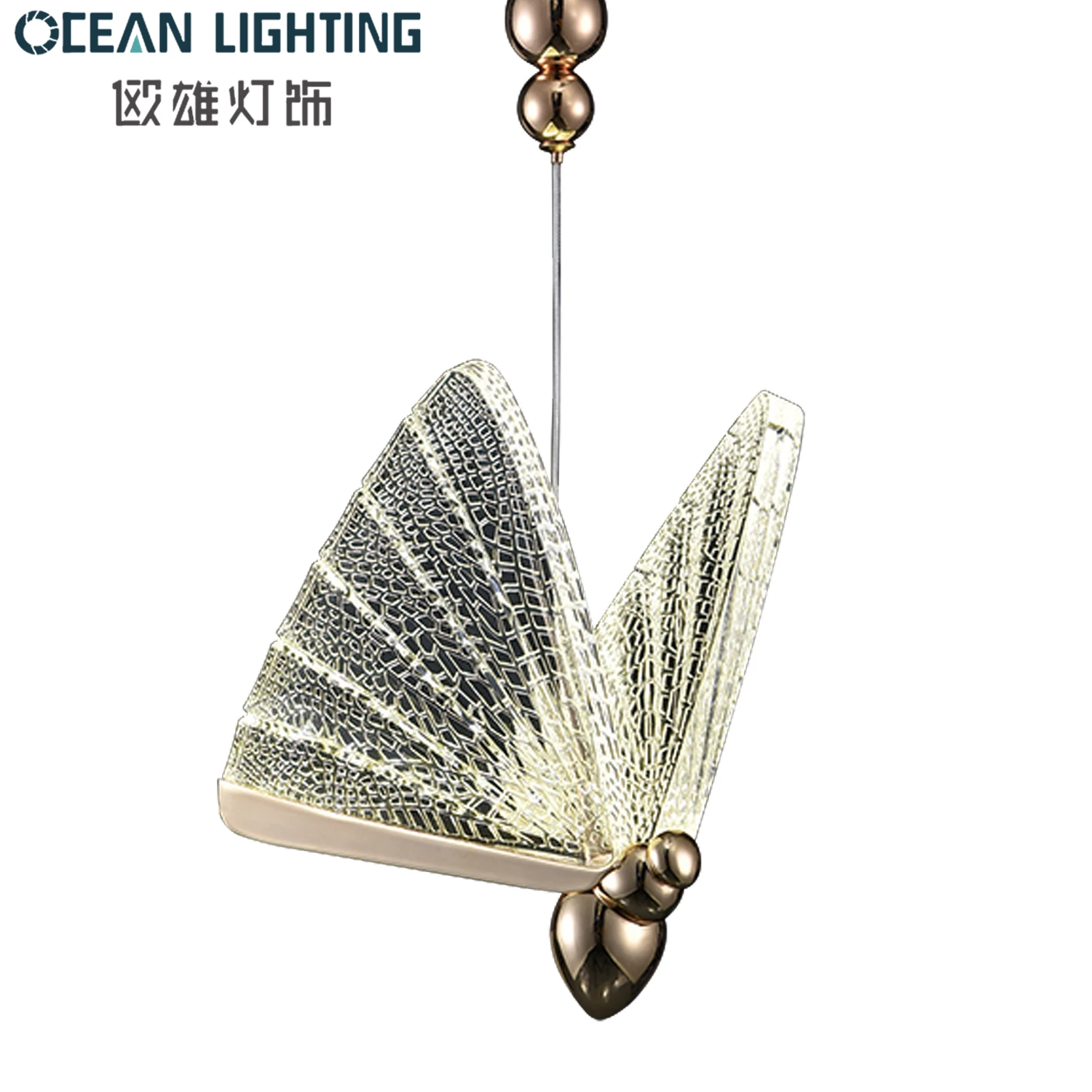 Decorative Luxury Ceiling Hanging Pendant Lighting Hotel Kitchen Fixture Lamp Butterfly Shape Modern LED Chandelier