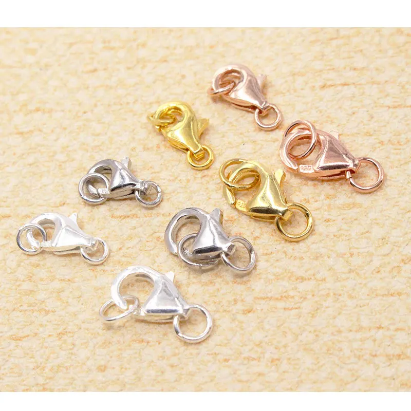 WHOLE SALE BULK PRICE .100% Real 925 Sterling Silver 8 MM-11 mm Lobster Clasp Jewelry Findings Connector Components for DIY
