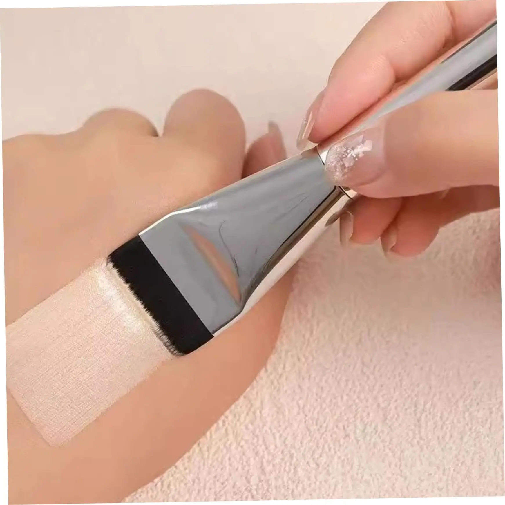 Flat Head face Painting Brush Set One Word Ultra-Thin Bare Skin Concealer Brush Portable Beauty Tool