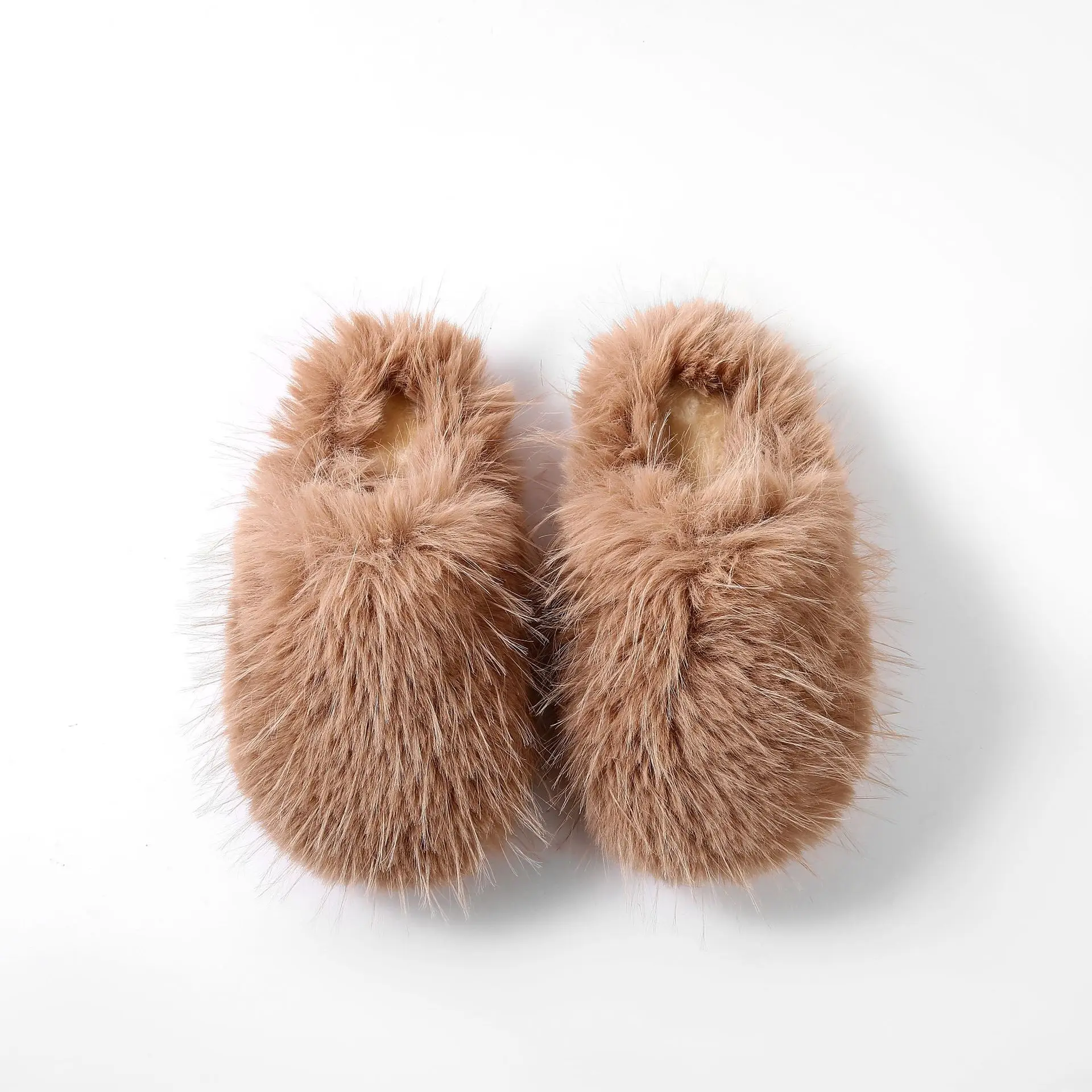 2024 New Pink Mongolian Fur Slippers Unisex Indoor Faux Fox Furry Fur Slides Beauty Cotton Slippers For Women