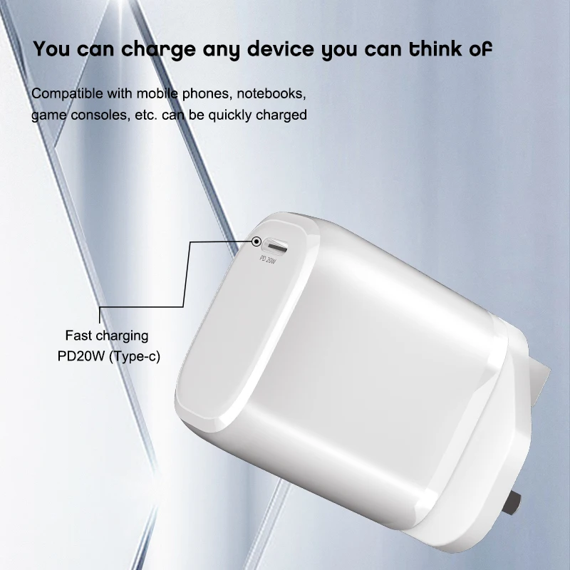 PD20w UK зарядное устройство типа C USB-C PD адаптер быстрое зарядное устройс