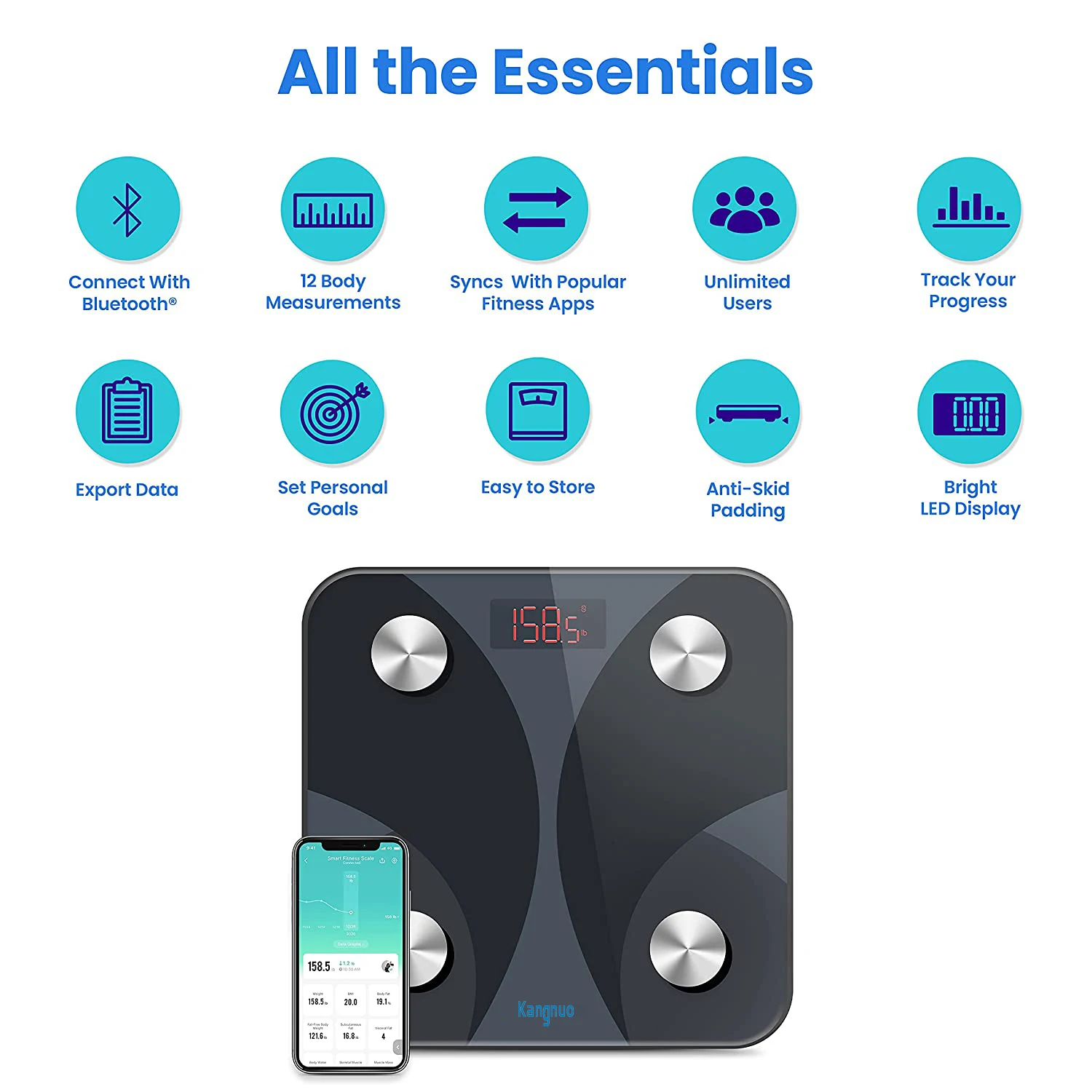 Good Quality 180kg Glass Led Display Electronic Digital Bathroom Body Fat Weight Bmi Scale With App