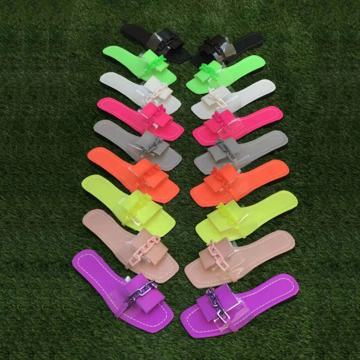 2022 Sandals For Women And Ladies Summer Flat Sandals Women Shoes Rhinestone Slide Sandals