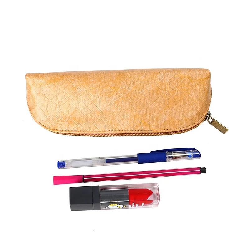 Fashion Unique triangle tyvek pen bag 100% recyclable washable brown tyvek paper pencil pouch Anti tear Tyvek Stationery Bag