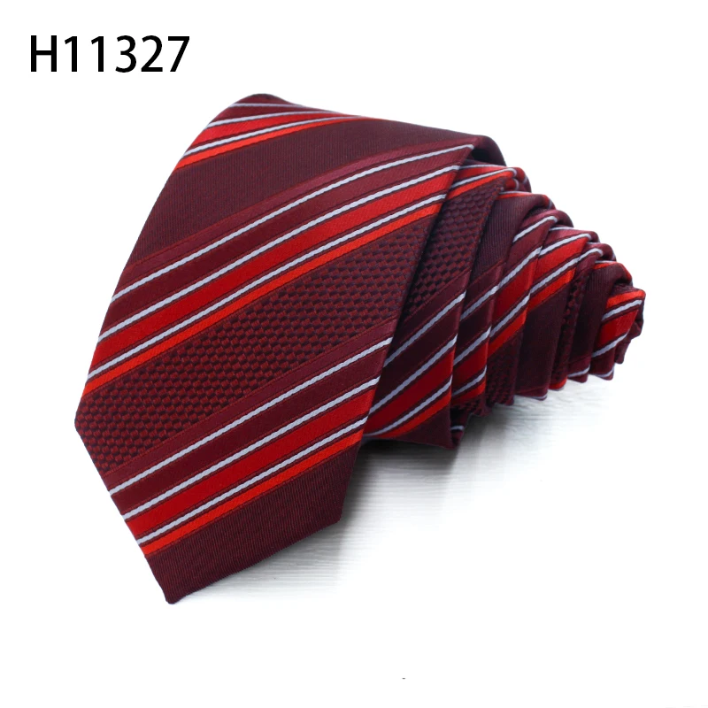 Red Stripe Mens Wedding Cheap Polyester Skinny Mens Neckties Business Woven Jacquard Ties