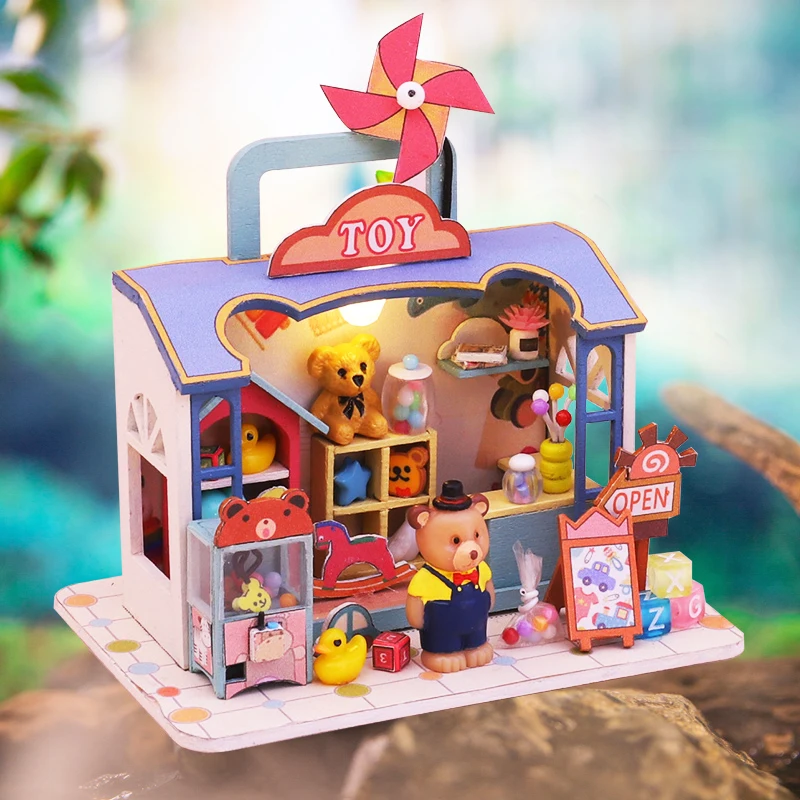 CUTEBEE DIY Miniature Bear Toy Shop Dollhouse for Kids