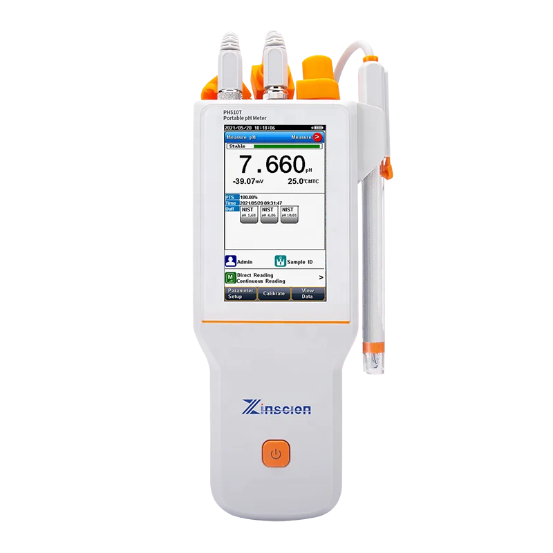Zinscien Laboratory HD LCD Touch screen Intelligent Operation System Automatic pH/mV/ORP Test Model PH510T Portable pH Meter