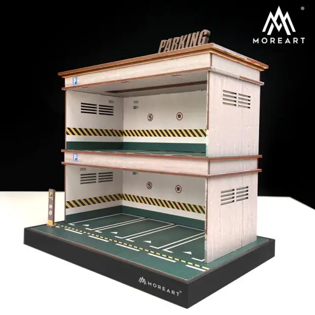 1/64 Scale  Acrylic Diecast Model Cars Display Case Cabinet Car park assembly with light model scene