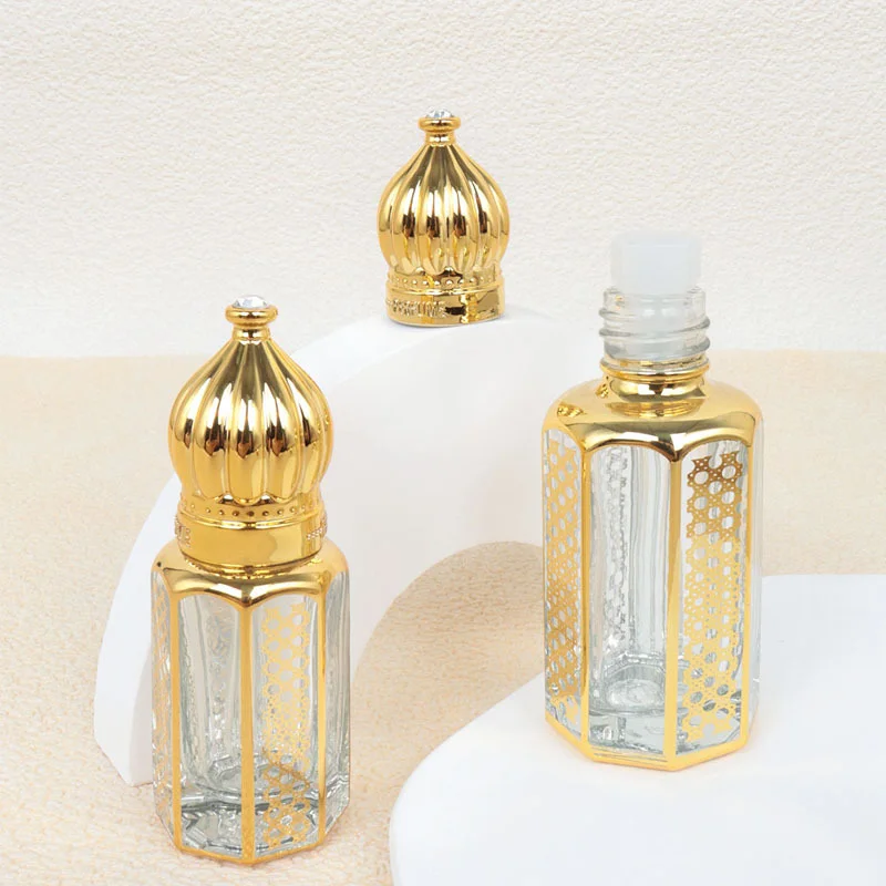 Golden Middle East magic lamp dubai luxury  customized OEM Rolling beads essential oil perfume glass bottle