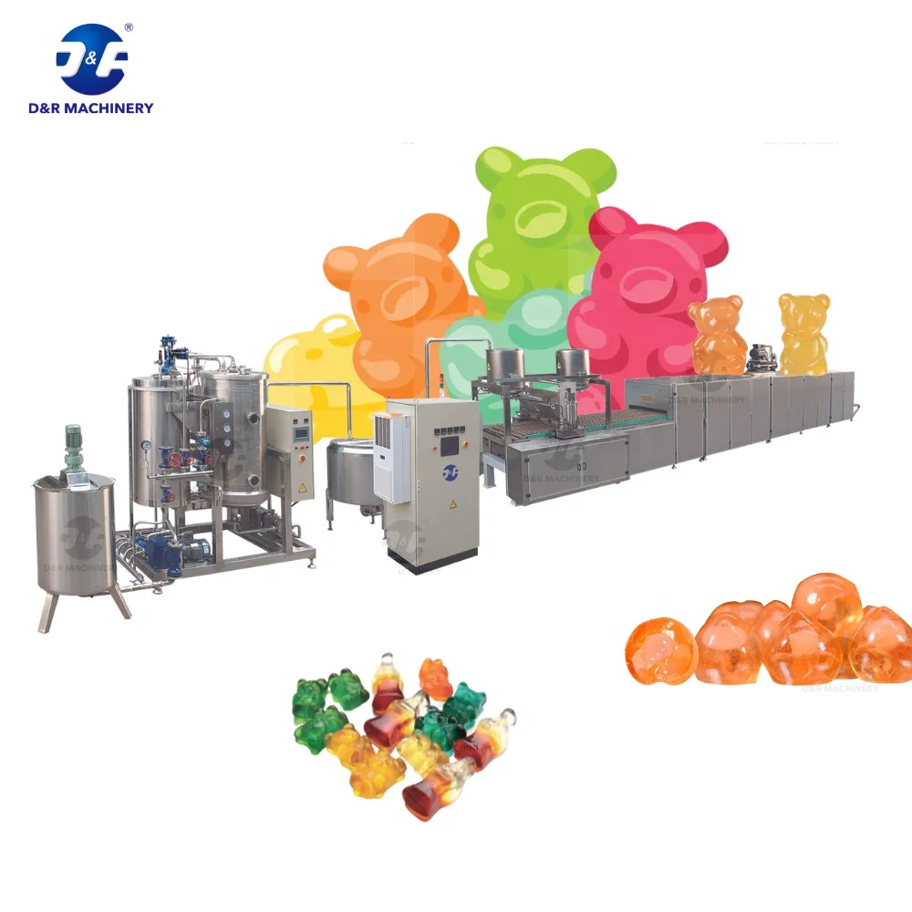 Durable Full Automatic Confectionery Making Machine Equipment Pectin Gelatin Gummy Bear Jelly Candy Depositing Production Line