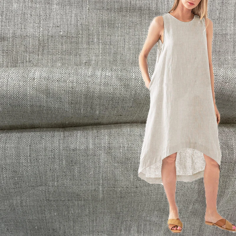 Factory Price Soft 100%Linen Fabric Width 140CM Weight 155GSM Linen Plain Raw Fabric