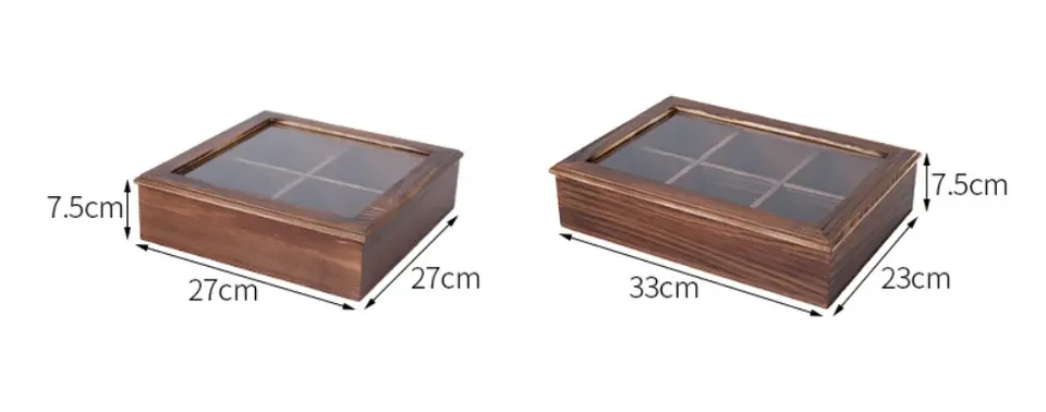 Handmade Rustic Solid Pine Wood 6 Compartments Gift Packaging Nuts Dry Fruits Box with Clear Lid