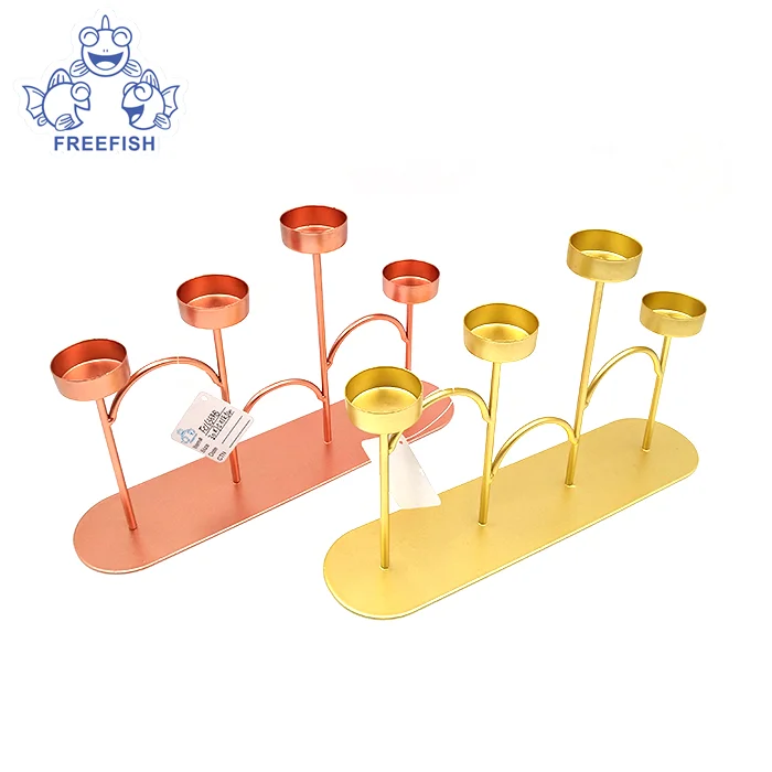 Home decoration gold metal iron candle stand tea light candle holder, wire geometric votive holder