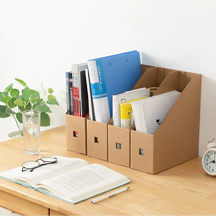 
A4 Kraft Paper Cardboard Desk Document File Holder/Magazine Rack Office Storage Organizer Box 
