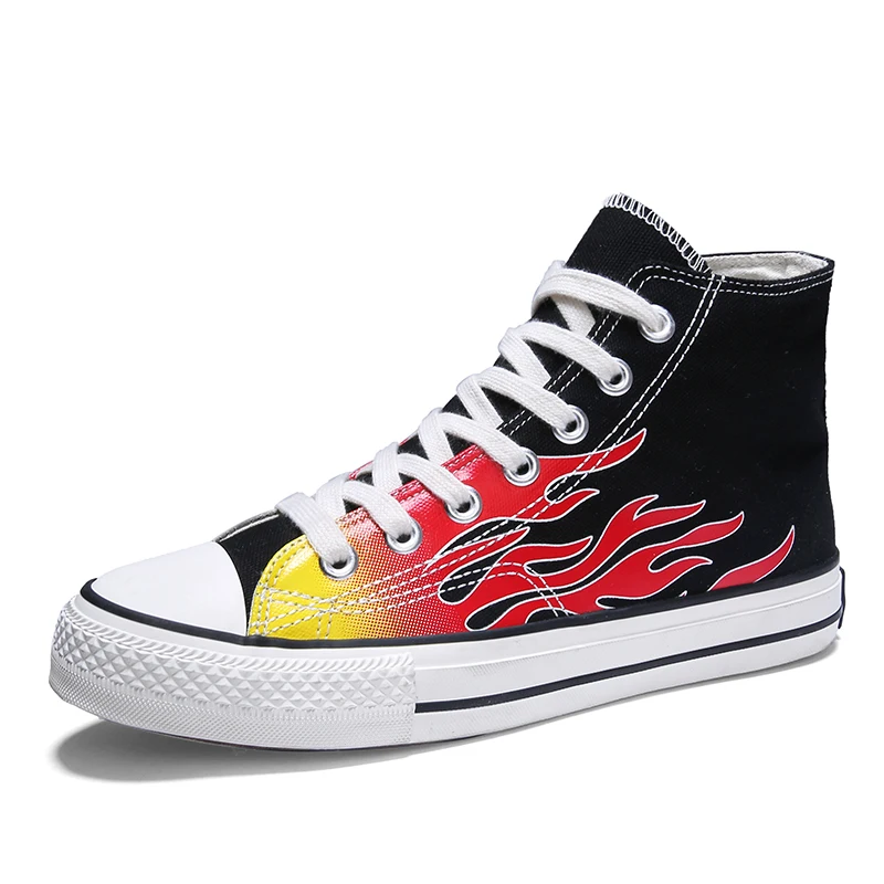 Туфли мужские высокие парусиновые, Классическая обувь с граффити, Нескользящие, пригодные для носки, модные, с низким вырезом, в стиле ретро