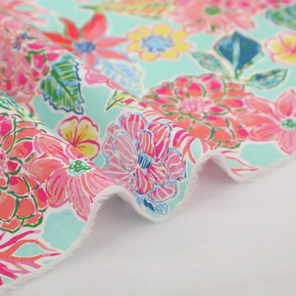 organic green 100% cotton woven digital print fabric printed cotton poplin By The Yard For Baby Clothing Women Shirt