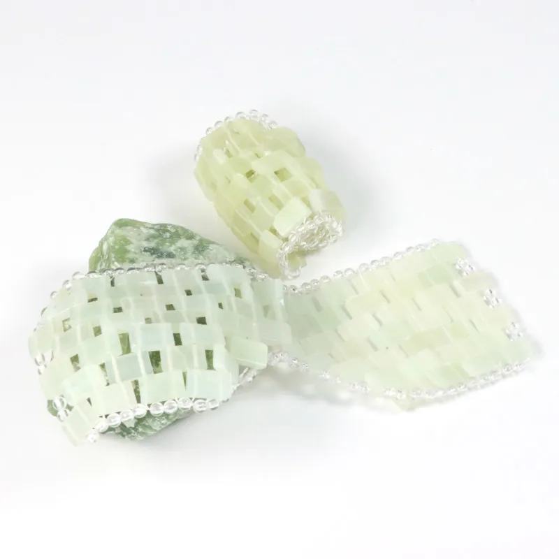 popular natural green sleep jade eye mask set with box natural jade