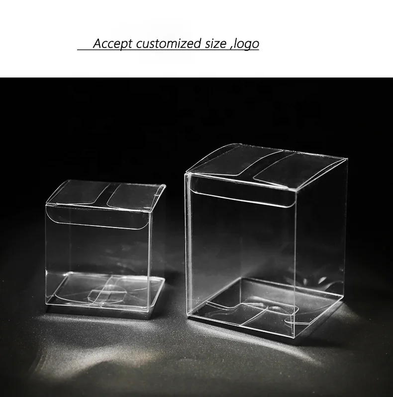 Transparent PET small packaging square boxes for cake clear PVC plastic gift foldable box