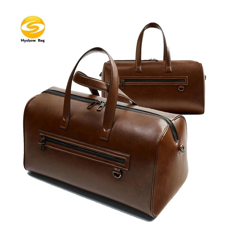Custom Vegan PU Leather Travel Weekender Bag Fashion Mens PU Gym Duffel Bag For Men