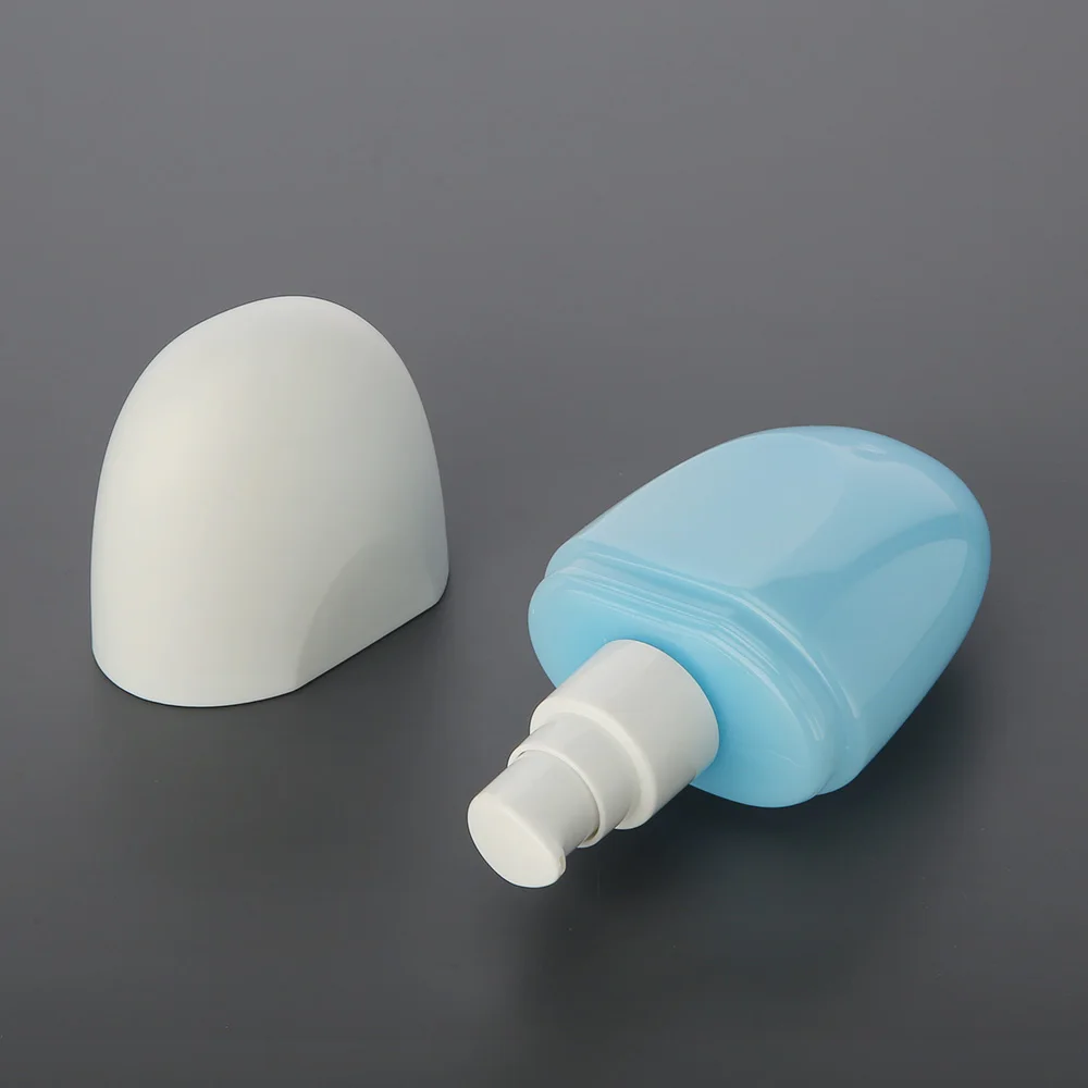 Luxury egg shape bottle PP Plastic 70ml face empty sunscreen containers sunscreen bottles Powdery bottom liquid bottle