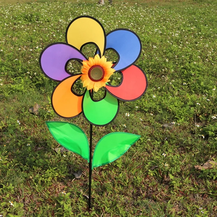 Factory Price Custom Color Spring Flower Decoration Garden Toy Windmill