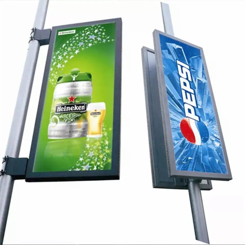 Roadside Solar Wifi 3G 4G Control Electronic Board Light Pole LED Display P3 P4 P5 P6  LED Street Advertising Screen Banner