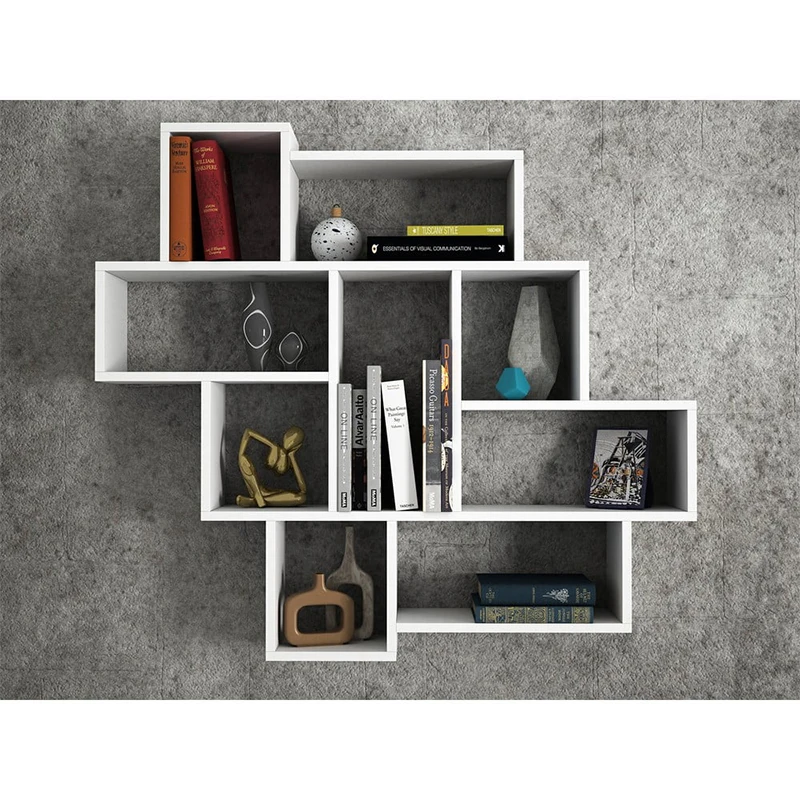 
9 Compartments wooden Book wall Shelves indoor Bookcase Books Organization storage Display Rack for home office decoration 