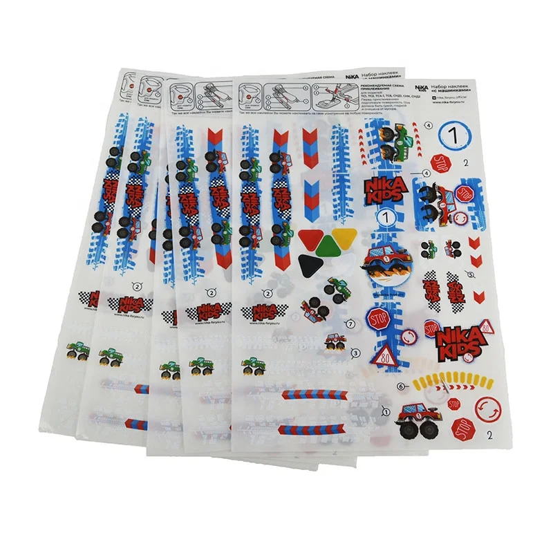 custom a4 transparent kids toys vinyl kiss cut plastic stickers sheets a4
