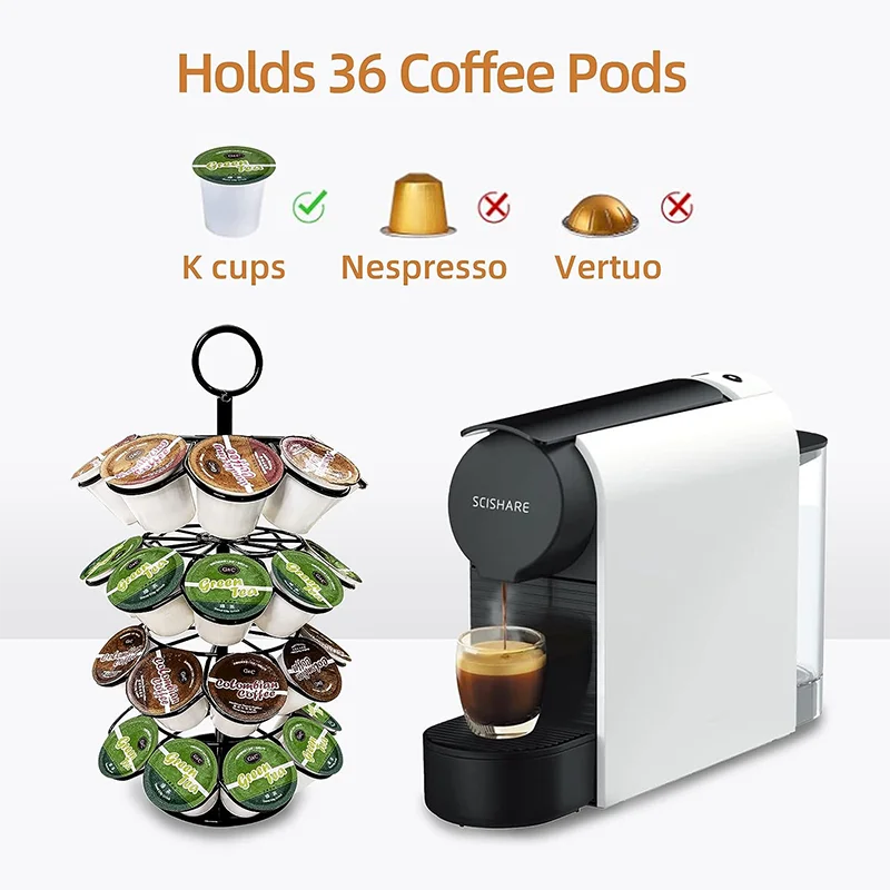 The Best Coffee Pod Carousel Holder For Nespresso Original Capsules 36 Coffee Station Capsules Storage Organizer For Countertop