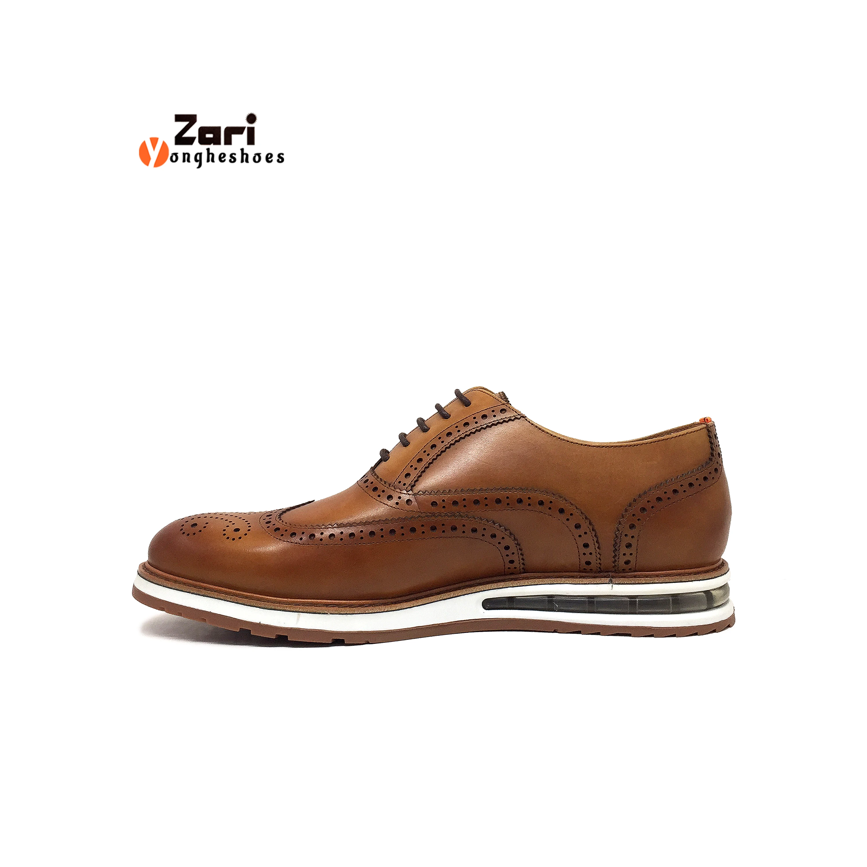 Zari Manufacturer Luxury Custom Platform Brogue Chukka Brown Sneakers Lace-up Leather  Dress Casual Shoes For Men