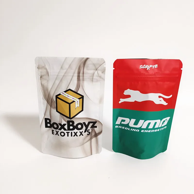 Stock pre made baggies custom logo print Cali smell proof edible mylar plastic bags medicated faye bag