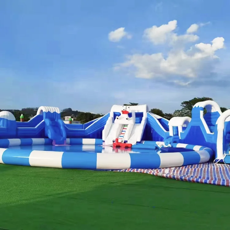 Commercial Ice and Snow World Inflatable Slide Pool Inflatable Water park Ice and Snow Theme Water Park for sale
