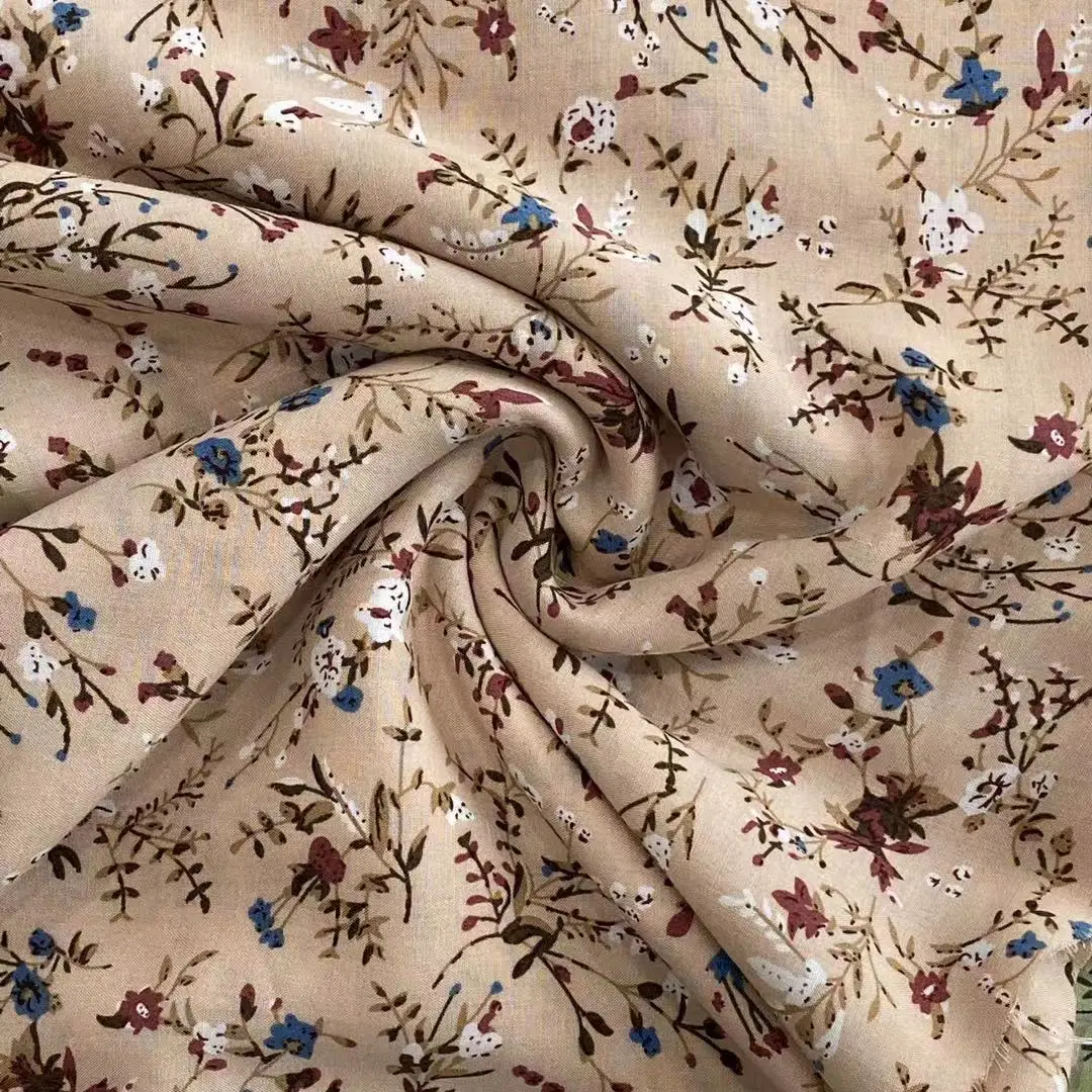 Rayon printed good price low 100% viscose fabric for women garmen