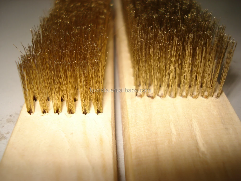 wood handle brass wire brush with wooden handle