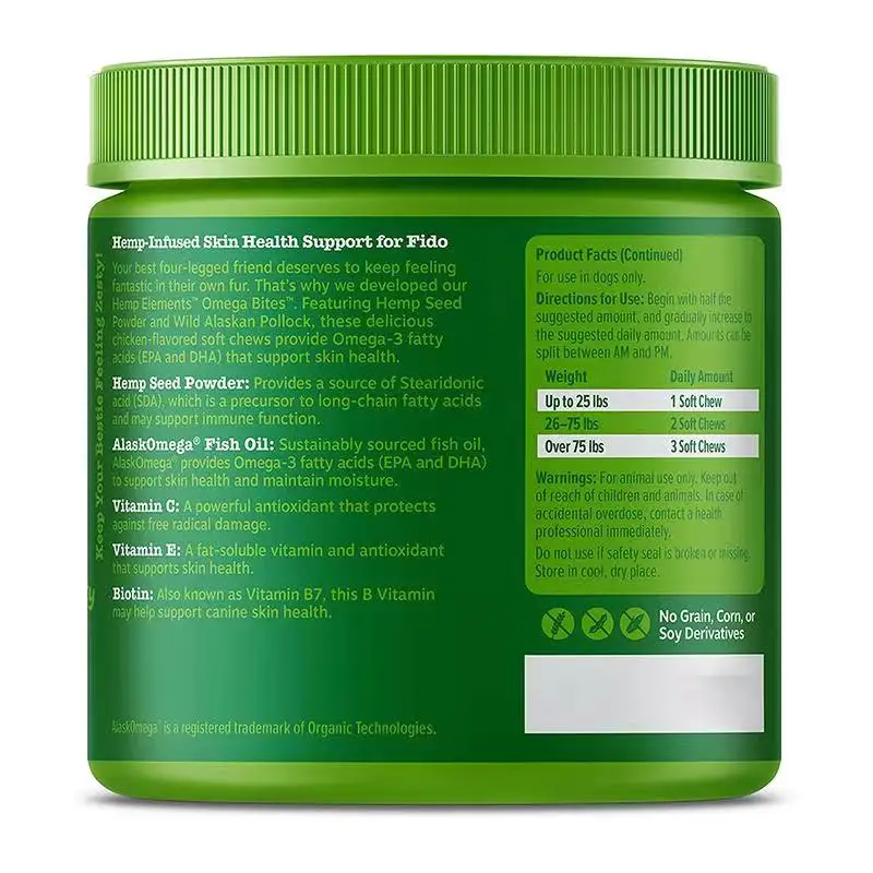 OEM Omega 3 Alaskan Fish Oil Chew Treats for Dogs with Alask  Omega for EPA & DHA Fatty Acids Itch Free Skin Hip & Joint