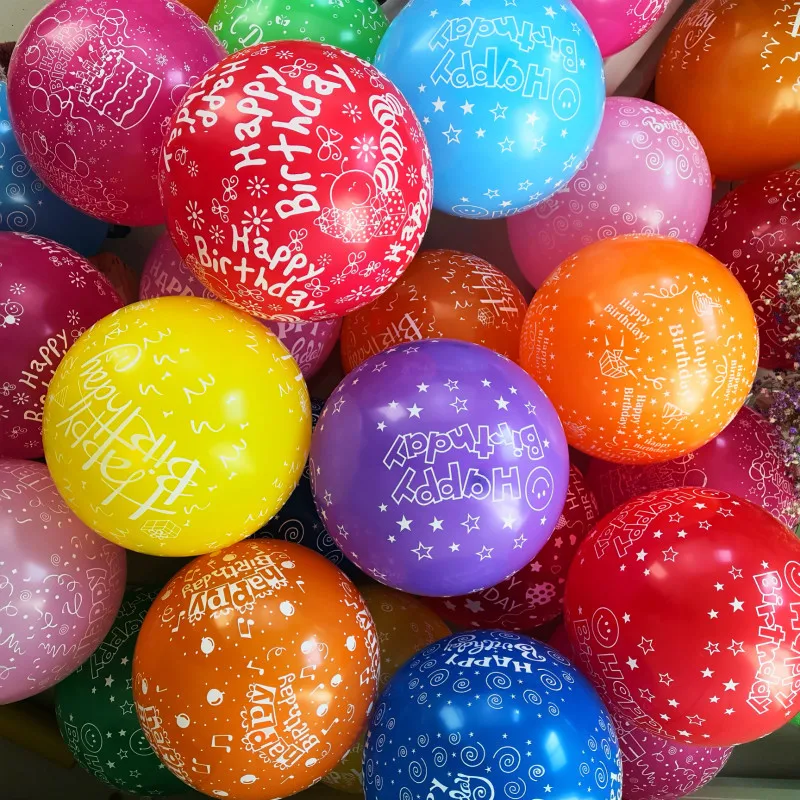 12inch Colorful latex balloons printing happy birthday letters  happy birthday party decoration birthday ball