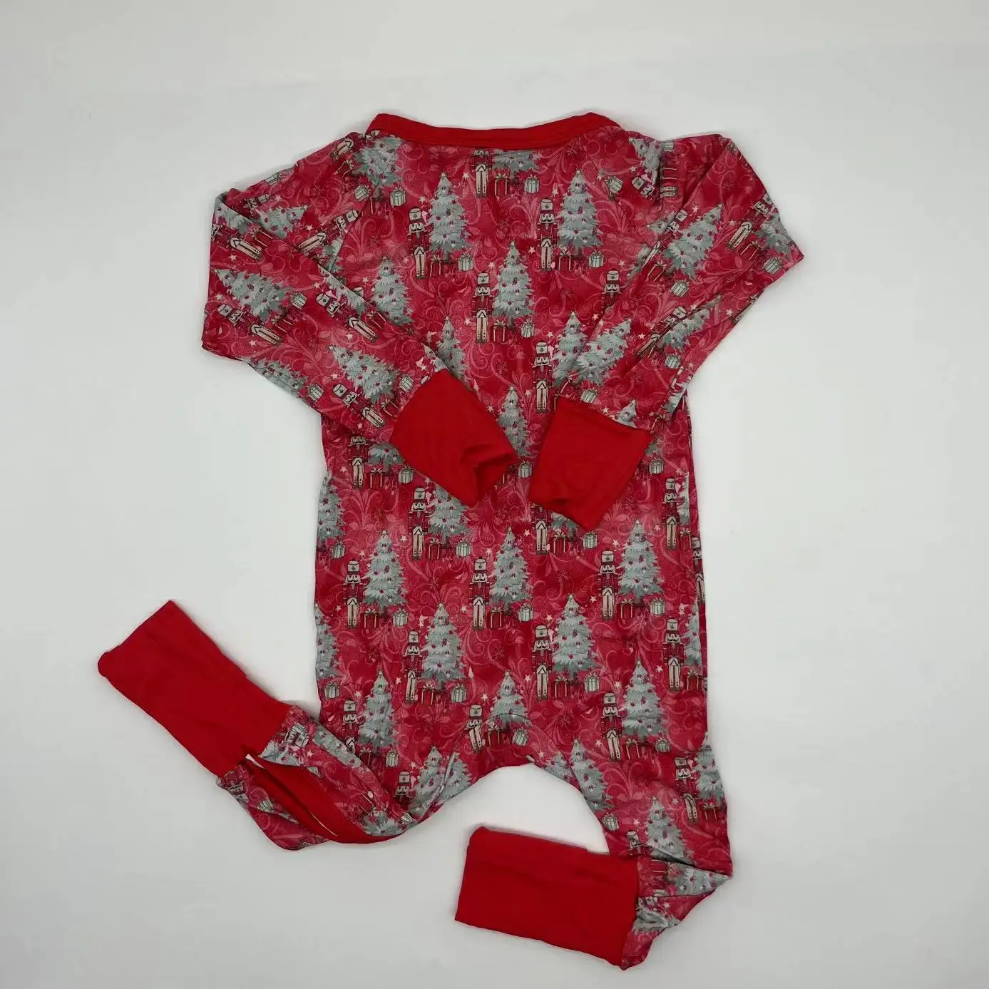 Новинка лидер продаж 2024 Рождественские елки печать на заказ бамбук спандекс молочные детские пижамы