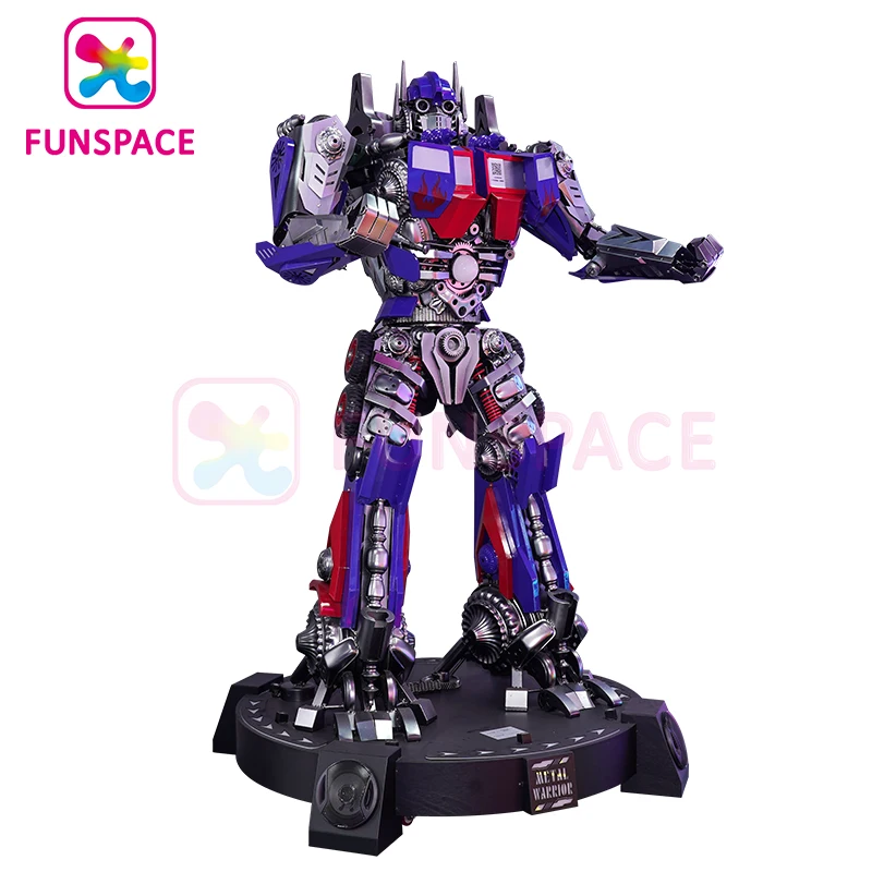 Funspace Game Center Large Yellow Blue Robot Metal Steel Model Transformer Welcome Robot