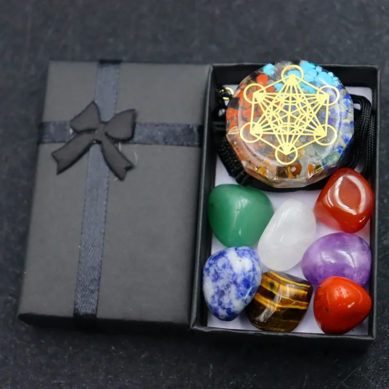 Hot Selling Healing Crystal 7 Chakra Tumbling Stone Box Set Natural Crystal Healing Stone Reiki Meditation Set