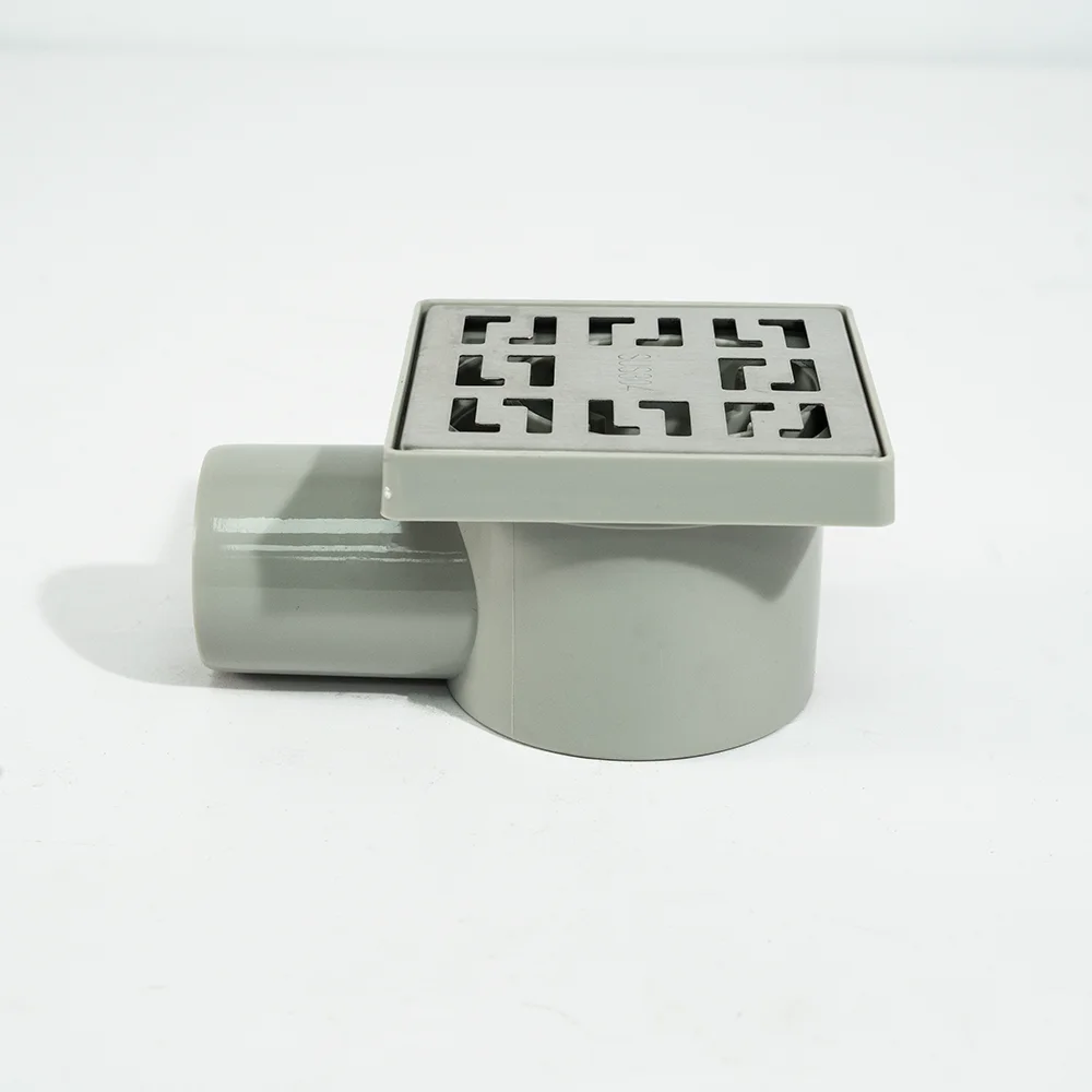 Stainless steel square 304 Floor Drainer S/S Panel With DN50 Plastic Outlet Bathroom Floor Drain Washing Machine