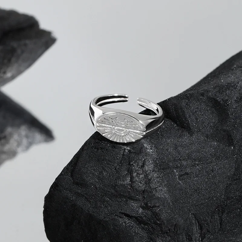 Nabest персонализированные женские 925 стерлингового серебра Геометрическая Луна солнце очарование кольцо ювелирные изделия винтажные Открытые Кольца