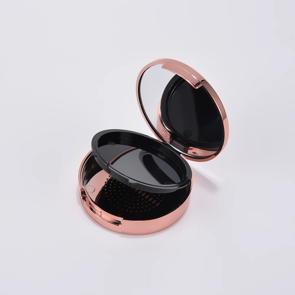 wholesale double layers 59mm pressed round gold empty compact powder case with mirror cosmetic compact case