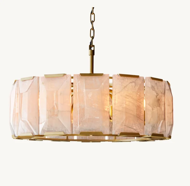 Round Big chandelier Marble Chandelier New Style CCT Dimmable Remote control fixture size and color as required