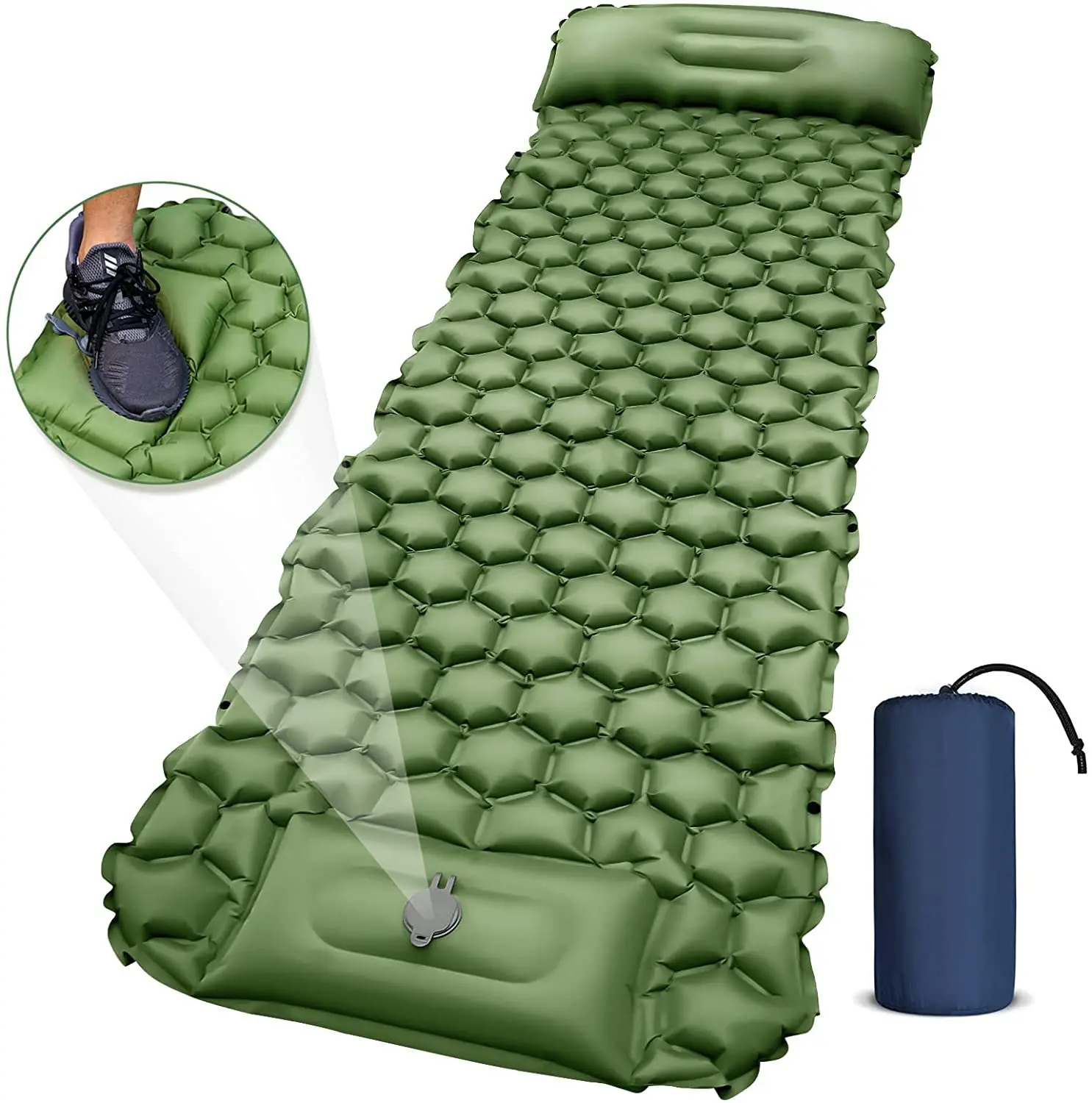 Camping Mat Custom Ultralight TPU Inflatable Air Mattress Sleeping Pad Outdoor Camping Mat with Pillow Attached