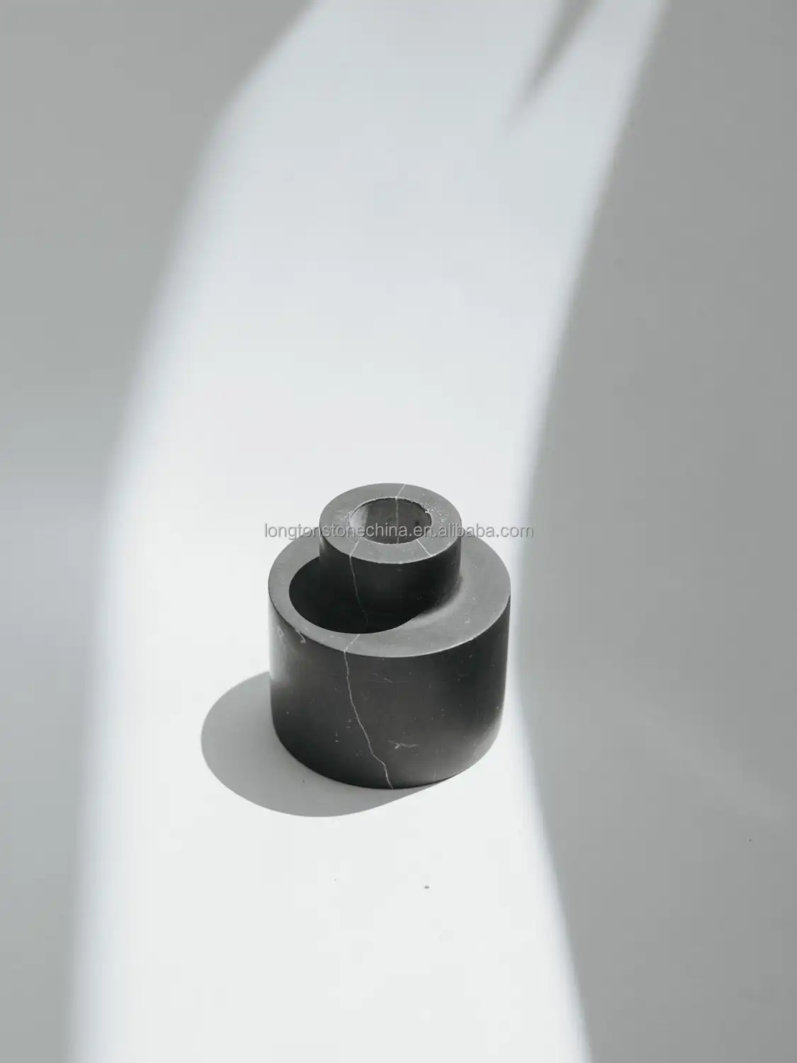 Natural Stone Candle Stick Holder Handmade Stone Craft Arabic Luxury Candle Vessel Round White Black Marble Candle Holder