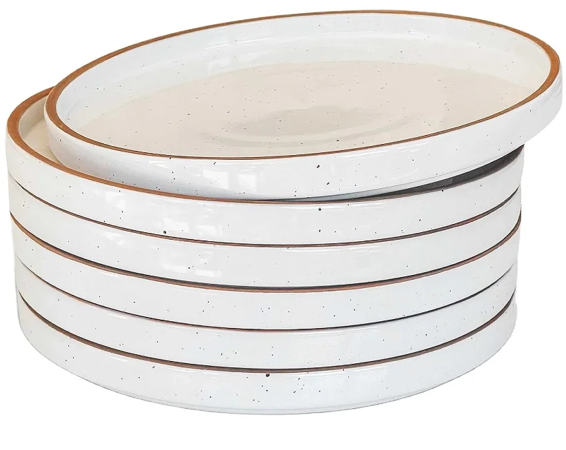 Handmade but Functional Design Plates Sets Dinnerware Stoneware Flat Plates for Dessert Salad Appetizer Plates