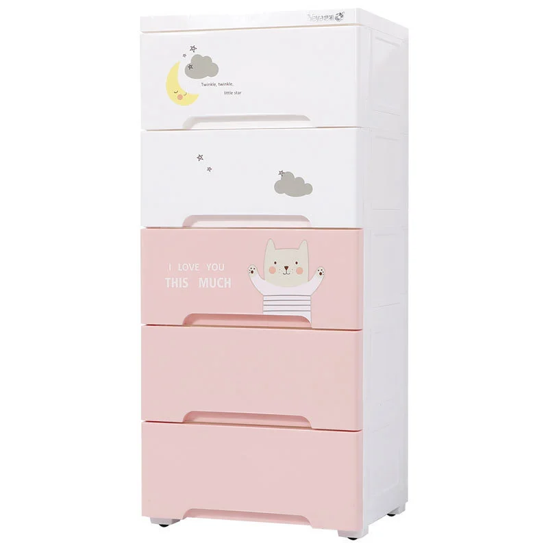 Space saving multilayer baby wardrobe plastic storage drawers white storage cabinet chest of drawers for living room household