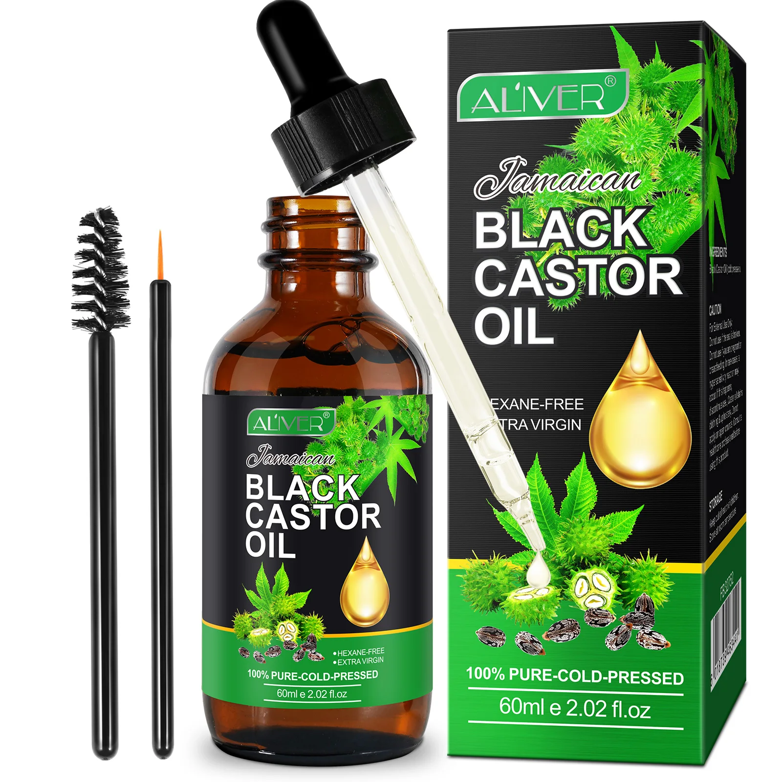 ALIVER women full body massage oil,60ml detox immune enhancing pure black castor oil jamaican natural,cold pressed castor oil