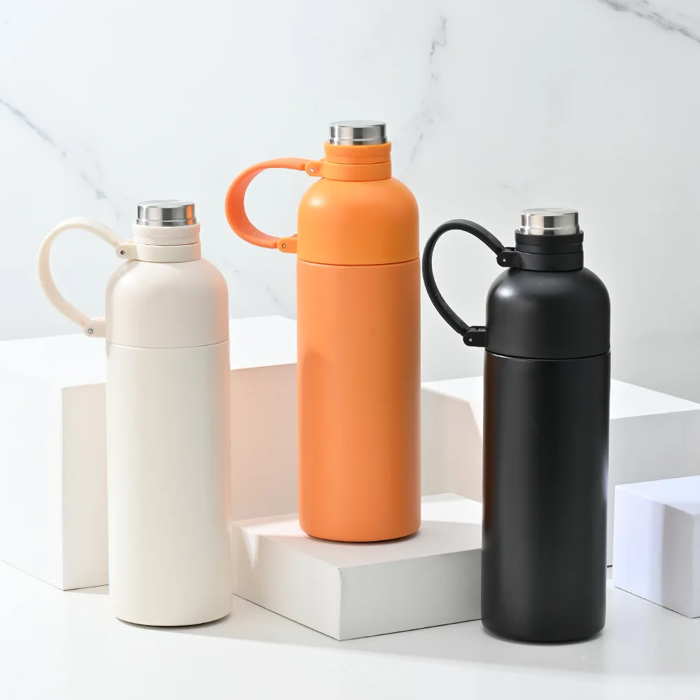 New Design 17oz Outdoor Portable Sports Bottle with Straw Lid Handle Stainless Vacuum Water Tumbler Customized Small Mouth Flask