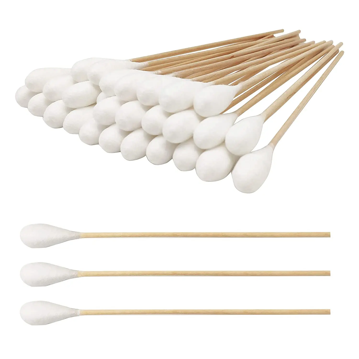 Medical science cotton buds 15 cm eco-friendly disposable sterile bamboo stick round tip cotton swab